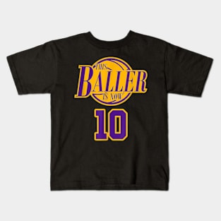 10 Years Old Birthday Basketball Baller Purple And Yellow Kids T-Shirt